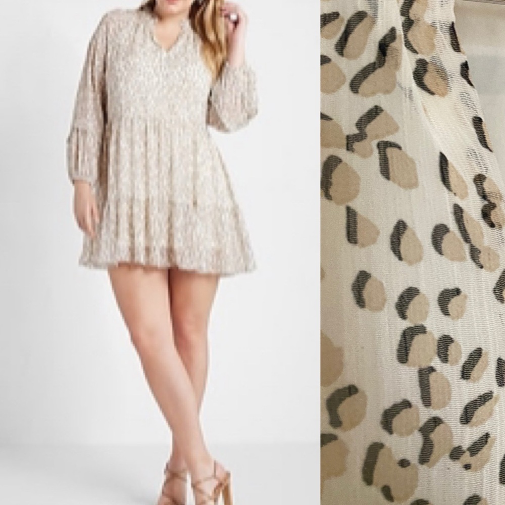 EXPRESS Leopard Print Tiered Trapeze Dress